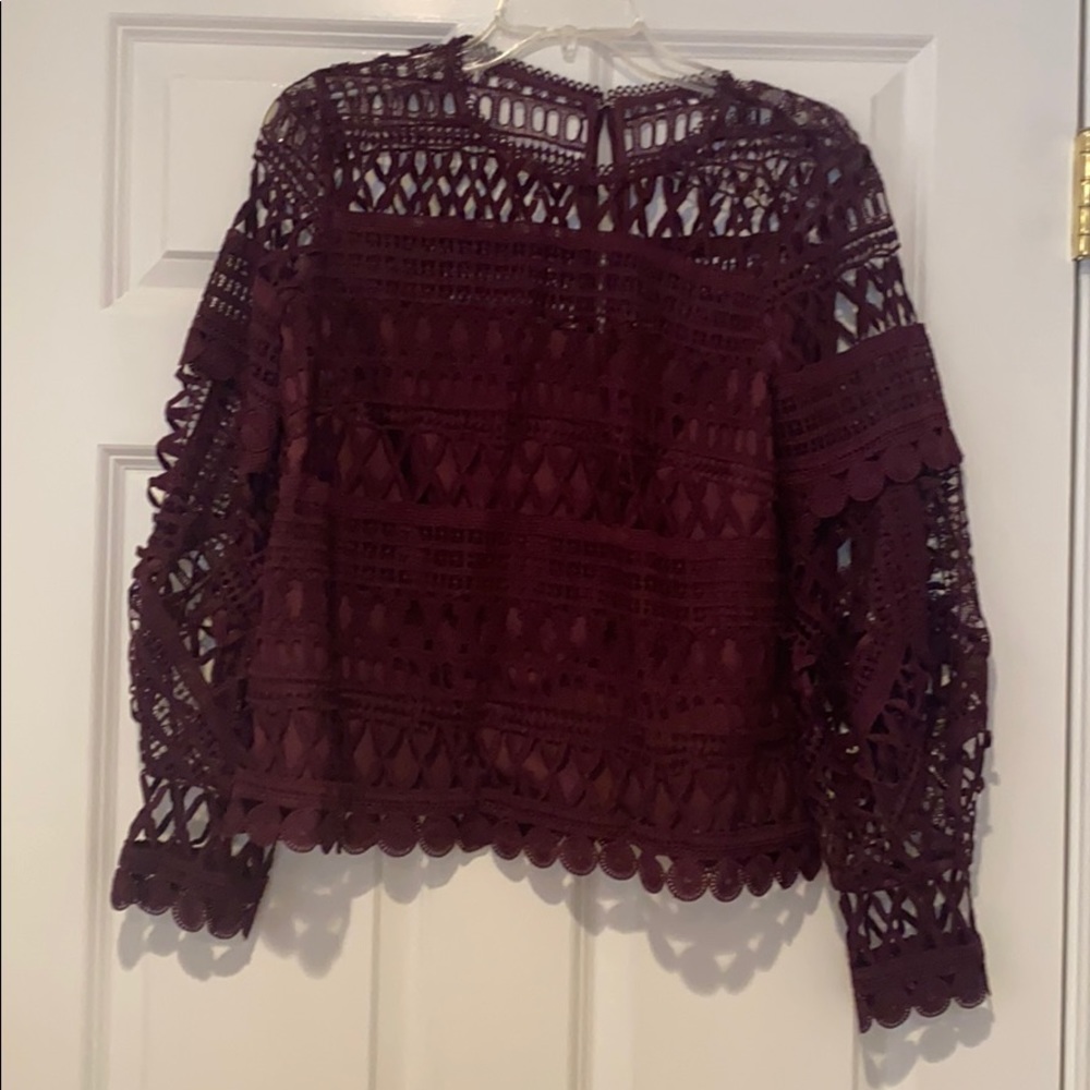 Burgundy lace blouse